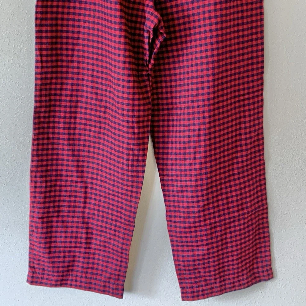 NEW Gap Body Womens Cotton Flannel Pajama Pants Red Blue Check Loungewear Large